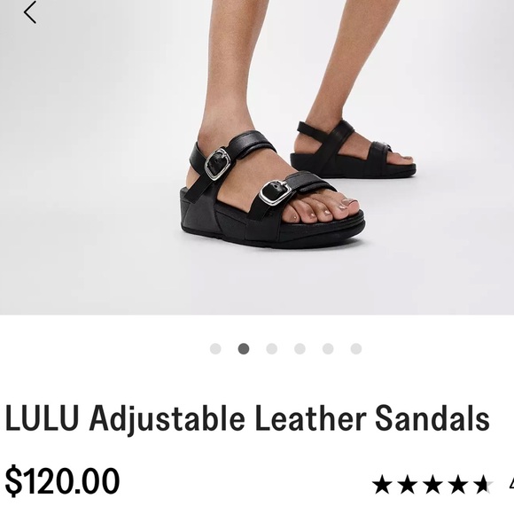 FITFLOP women’s LULU adjustable SOLID BLACK Sandals with Silver Buckles size 7 - Picture 4 of 16